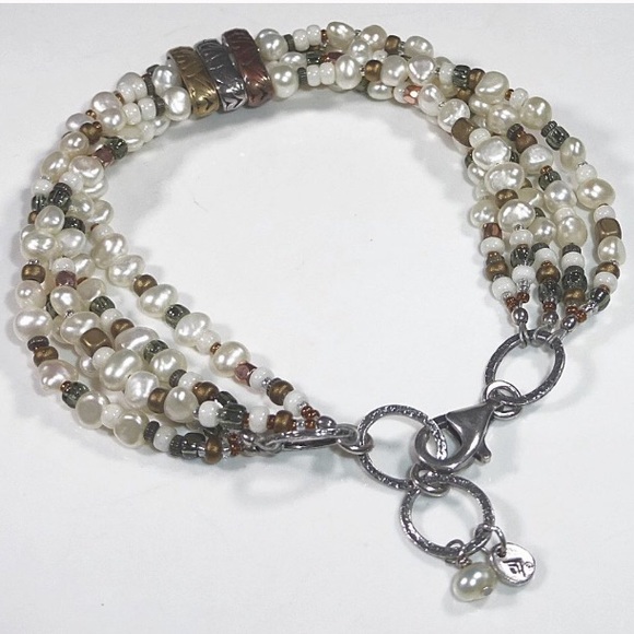 Silpada Sterling Silver Copper Brass Freshwater Pearl 5-Strand Bracelet B2188 - Picture 15 of 15